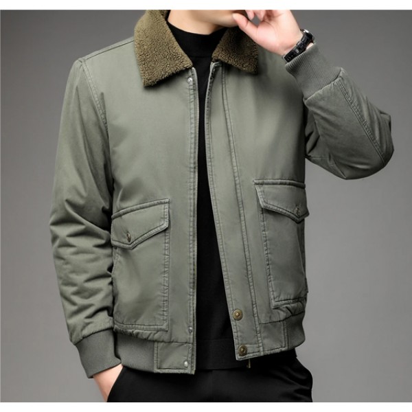 Winter Men's Thick Warm Wool Jacket Men's New Arrival Large Pocket Zipper Windbreaker Jacket